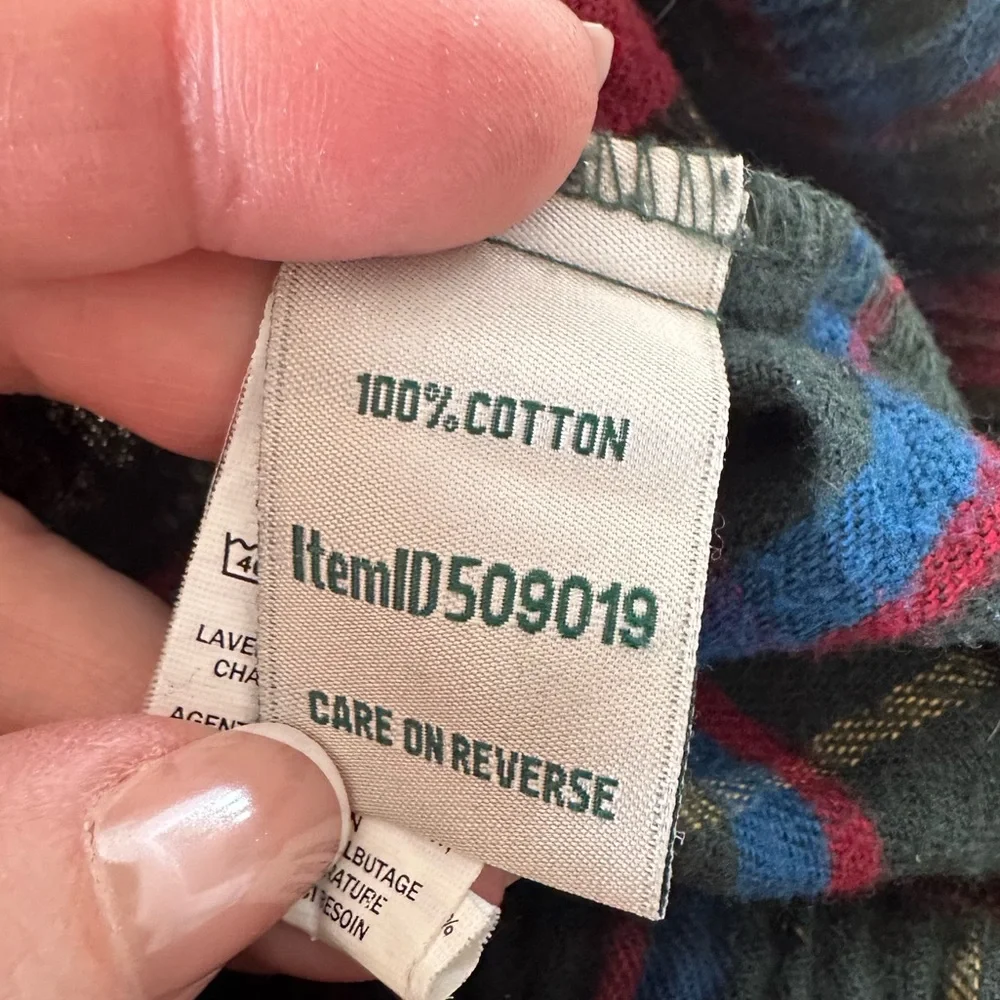 L.L. Bean pajama bottoms  — Green, Red & Blue‎ XS 100% COTTON